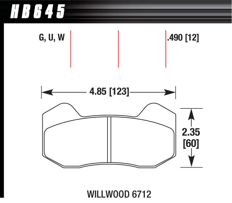 HAWK BRAKE HB645W490 BRAKE PAD DYNAPRO 6 FRONT AND REAR DTC-30