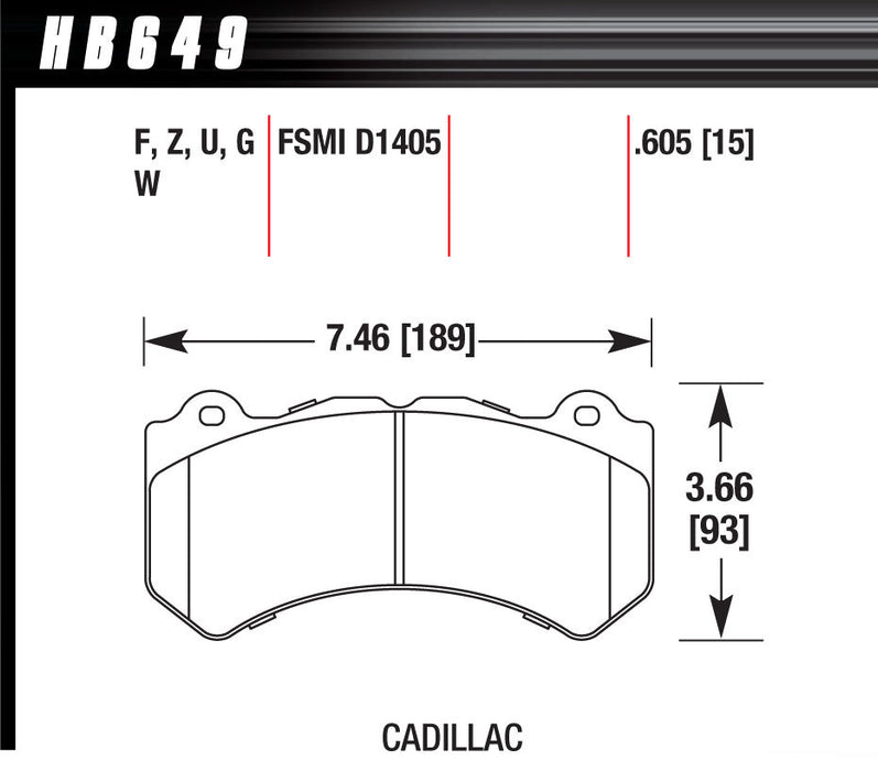 HAWK BRAKE HB649Z605 Brake Pads GM / Dodge Front Ceramic