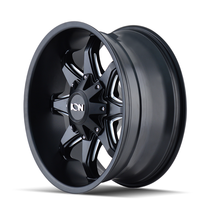 ION 181-2297M 181 (181) SATIN BLACK/MILLED SPOKES 20X12 5-150/5-139.7 -44MM 110MM - Truck Part Superstore