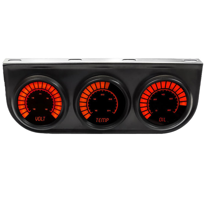 INTELLITRONIX B9333R 3 Gauge Kit LED Bargraph Panel 2-1/6 w/Red LED