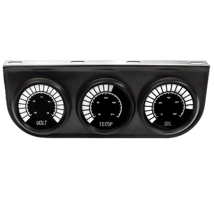 INTELLITRONIX B9333W 3 Gauge Kit LED Bargraph Panel 2-1/6 w/White LED
