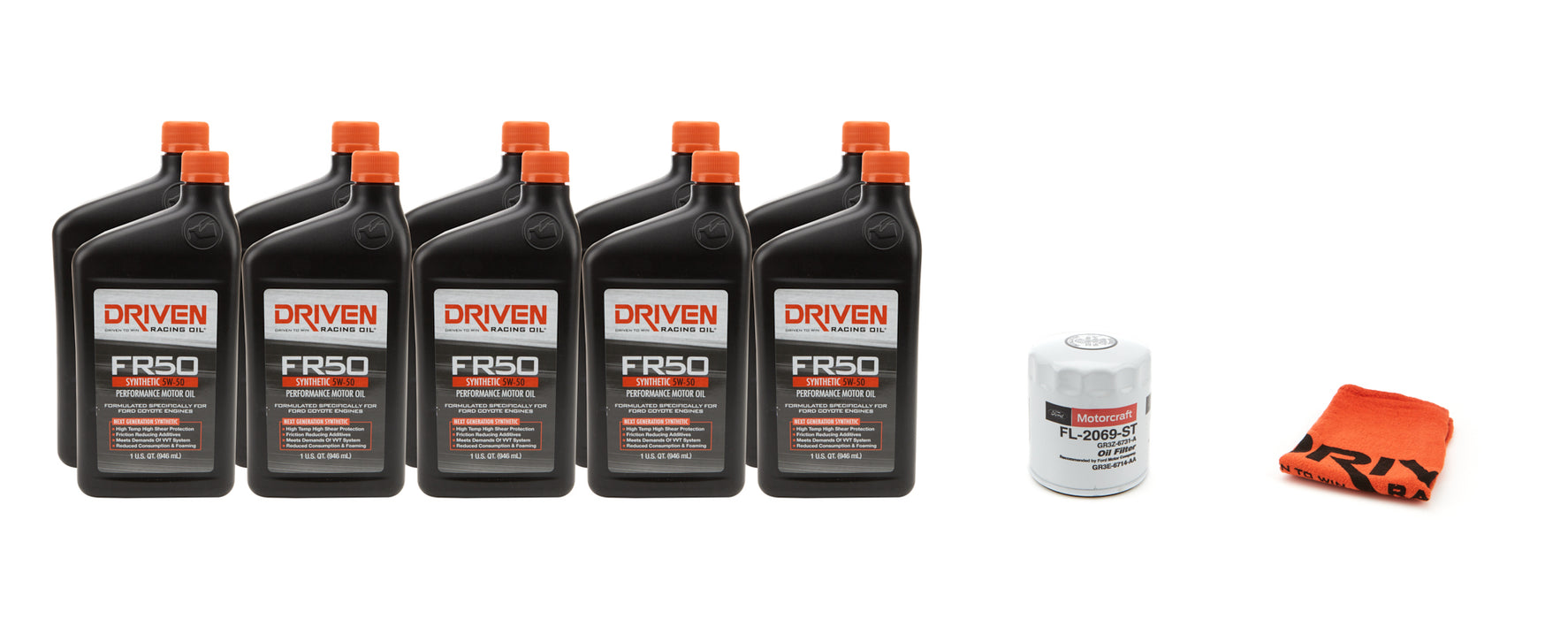 DRIVEN RACING OIL 21051K 5w50 Oil Change Kit 2015 Mustang GT350 5.2L 10Qt.