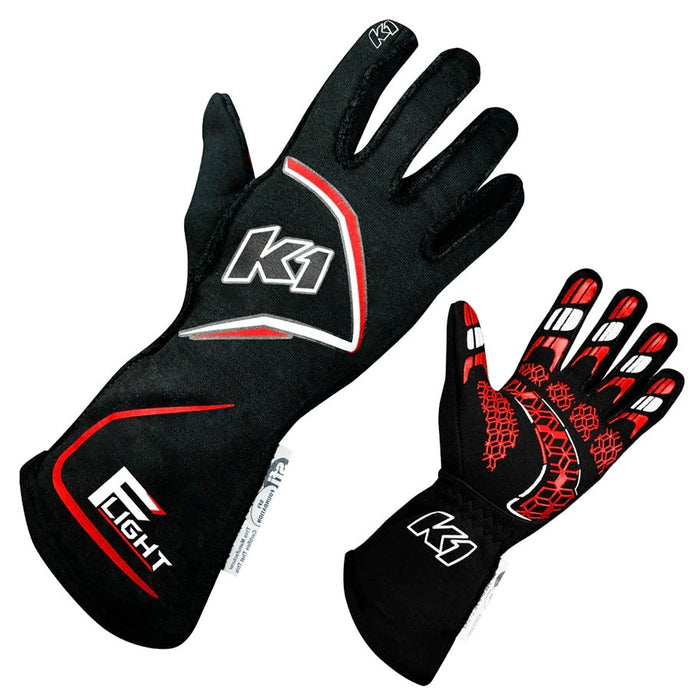 K1 RACEGEAR 23-FLT-NR-2XL Gloves Flight XX-Large Black-Red