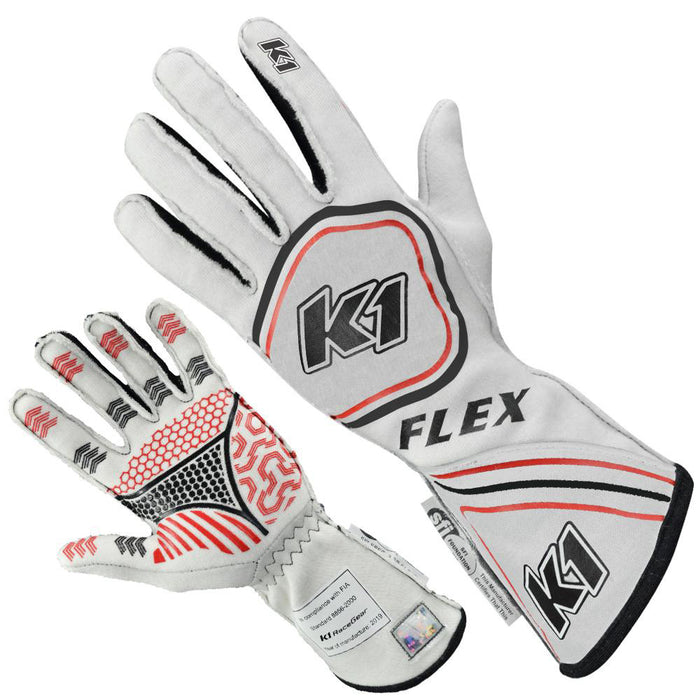 K1 RACEGEAR 23-FLX-W-L Glove Flex Large White SFI / FIA