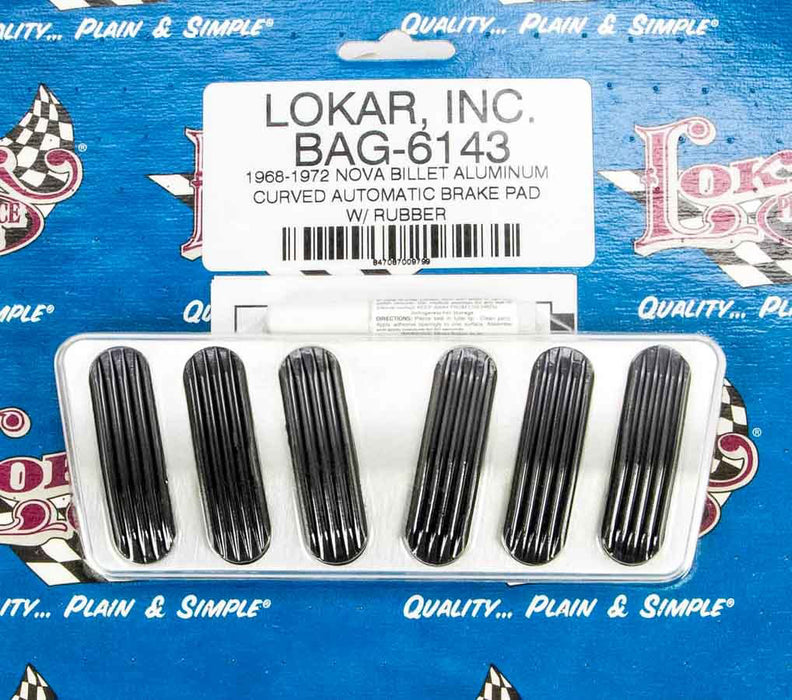 LOKAR BAG-6143 68-72 Nova Billet Brake Pad w/Rubber