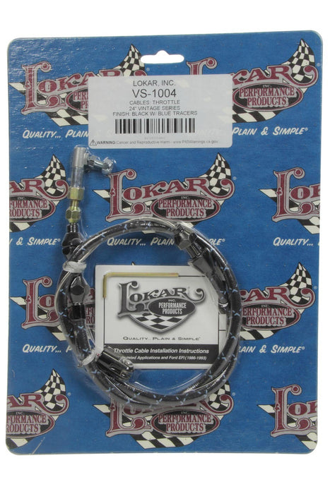 LOKAR VS-1004 VS Throttle Cable Black Black Wrap w/ Blue Trace