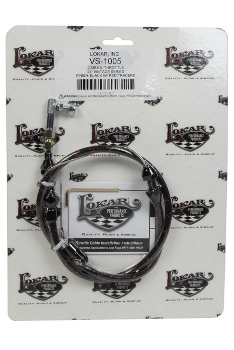 LOKAR VS-1005 VS Throttle Cable Black Black Wrap w/ Red Tracer