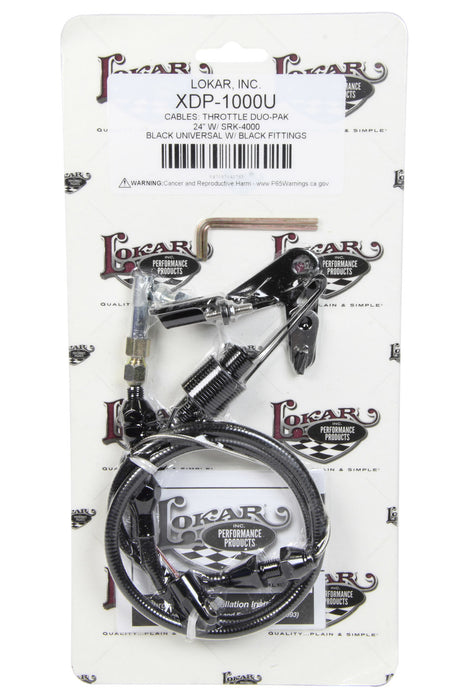 LOKAR XDP-1000U Duo-Pak Univ. Throttle Cable w/Brackets Black