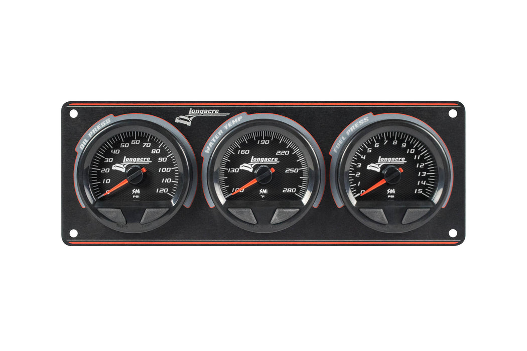 LONGACRE 52-44562 Waterproof SMI 3 Gauge Panel OP/WT/FP