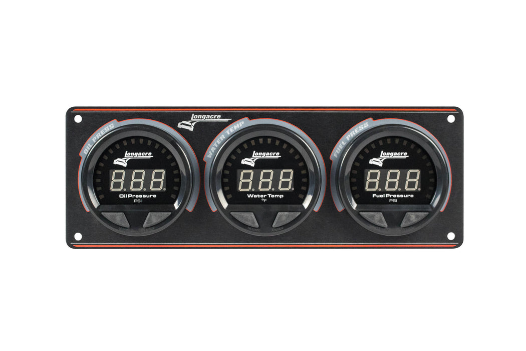 LONGACRE 52-44662 Waterproof LED 3 Gauge Panel OP/WT/FP