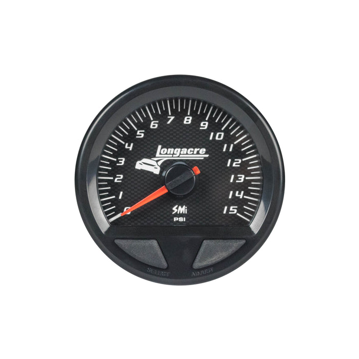 LONGACRE 52-46742 Waterproof SMI Fuel Pressure Gauge 0-15psi