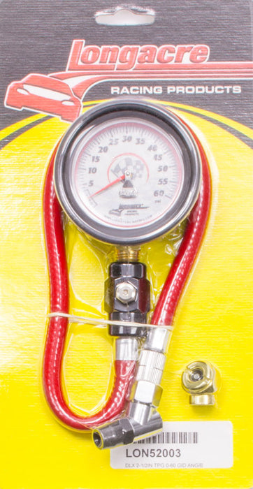 LONGACRE 52-52003 Tire Gauge 0-60PSI 2.5in GID Deluxe