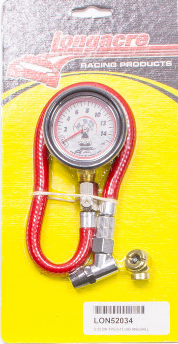 LONGACRE 52-52034 Tire Gauge 0-15PSI 2in GID