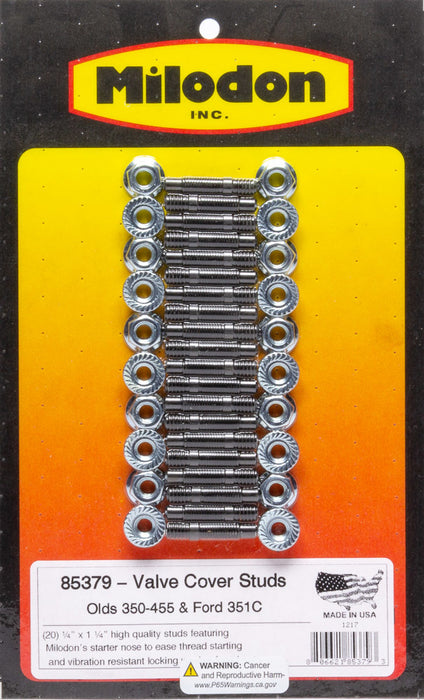 MILODON 85379 Valve Cover Stud Kit - Olds V8 & Ford 351C