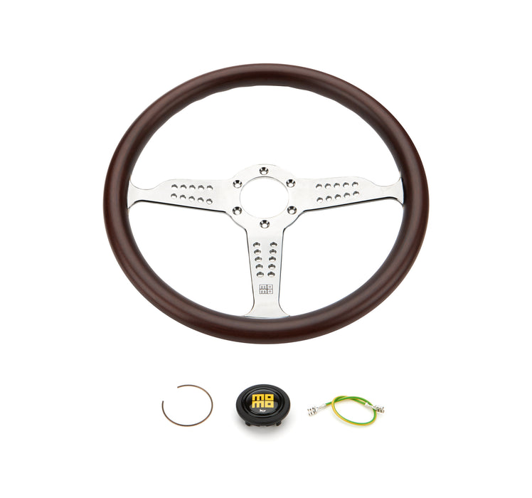 MOMO AUTOMOTIVE ACCESSORIES GRA35WD0P Super Grand Prix Steerin g Wheel Wood/Pol. Silver