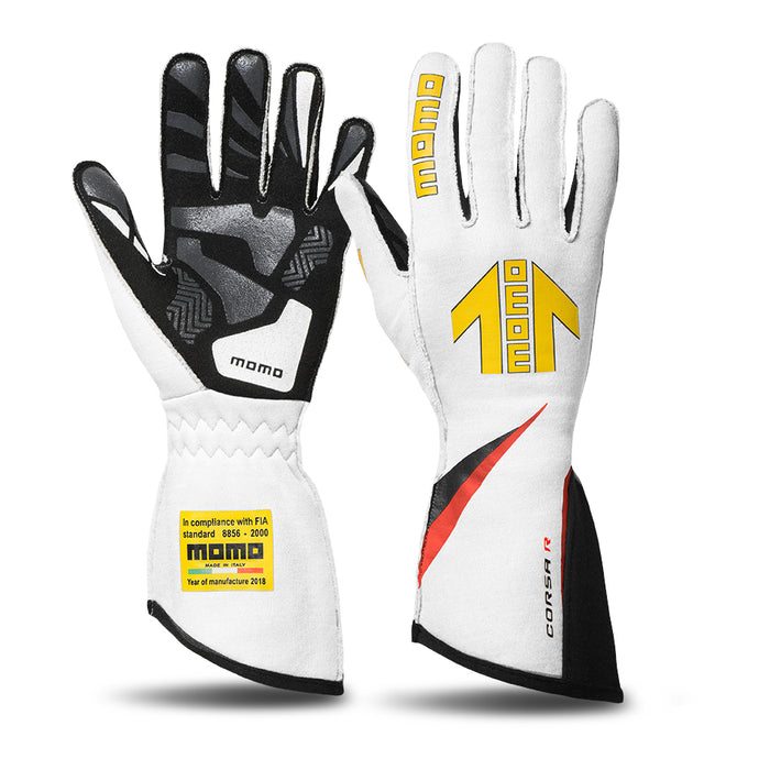 MOMO AUTOMOTIVE ACCESSORIES GUCORSAWHT11 Corsa R Gloves External Stitch Precurved Large