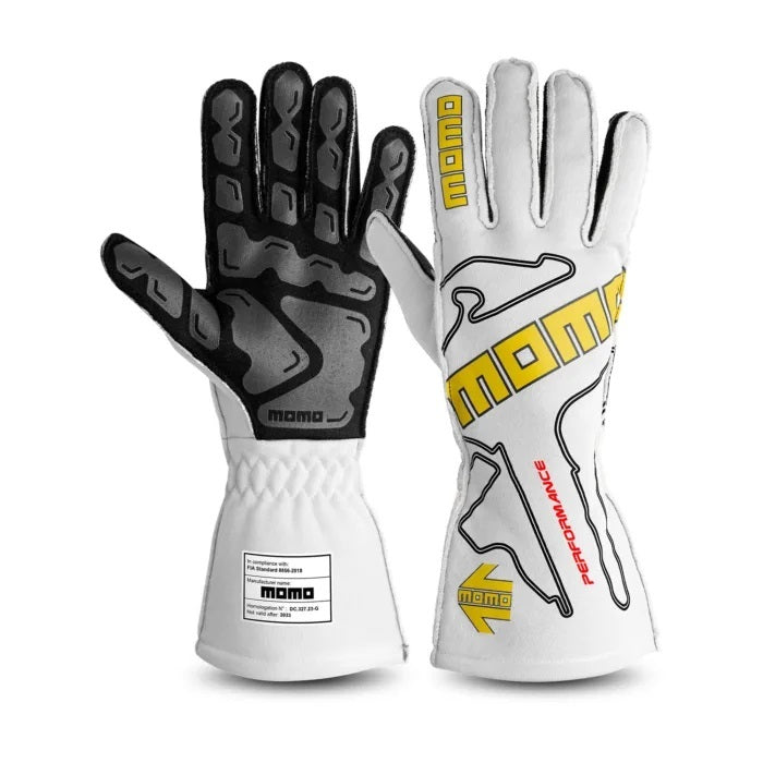 MOMO AUTOMOTIVE ACCESSORIES GUPERFOWHT09 Gloves Peformance White Small 09 FIA