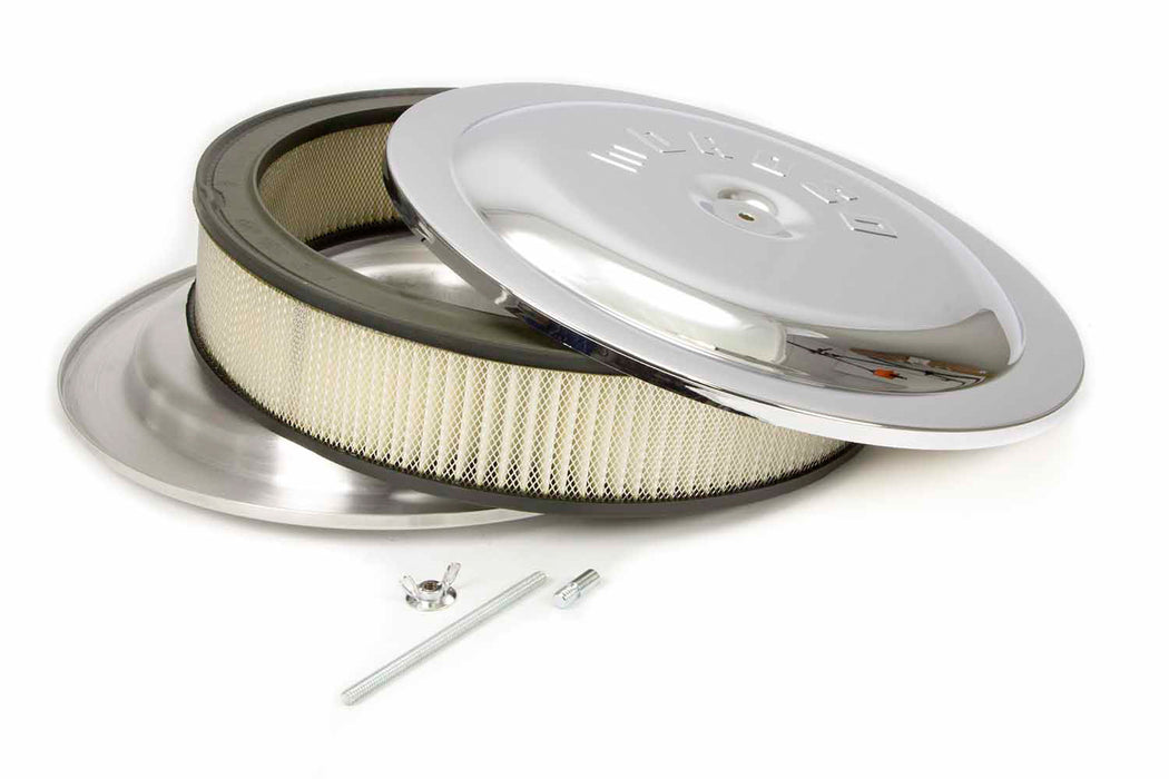 MOROSO 65913 14x3 Air Cleaner Kit w/Raised Bottom Chrome
