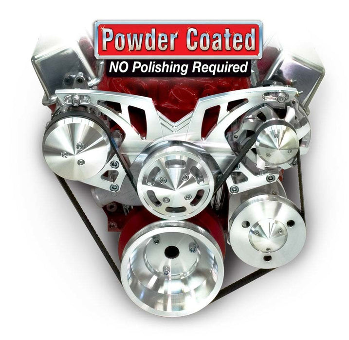 MARCH PERFORMANCE 21250 BBC Style Track Pulley Set Alt A/C with P/S