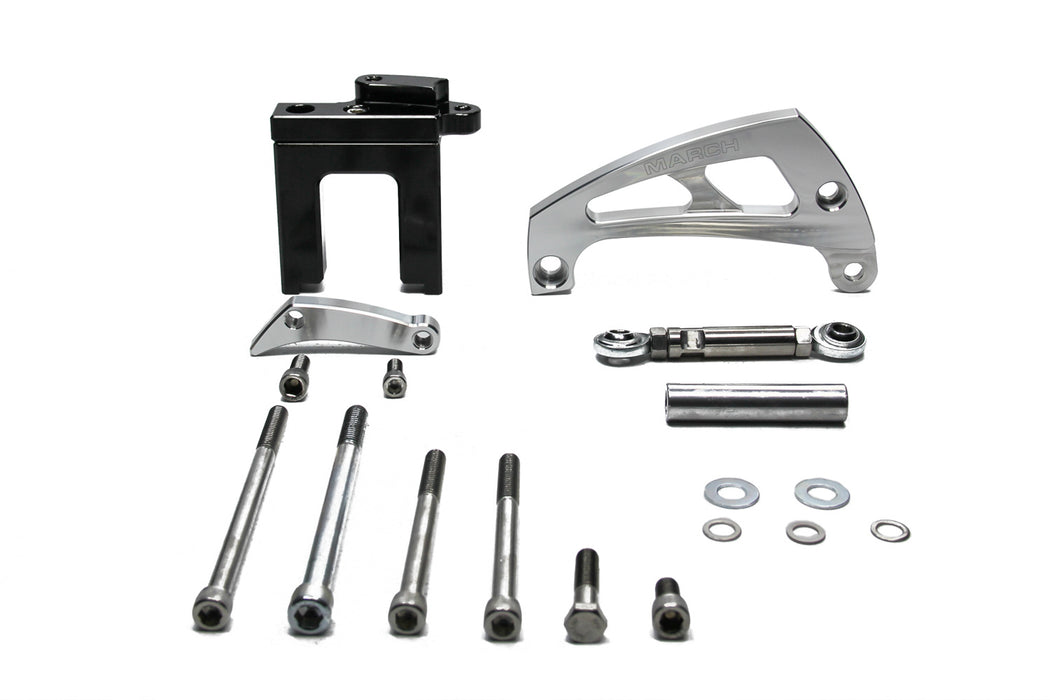 MARCH PERFORMANCE 23003 Chevy BB Alternator Brkt Kit clear powder coat