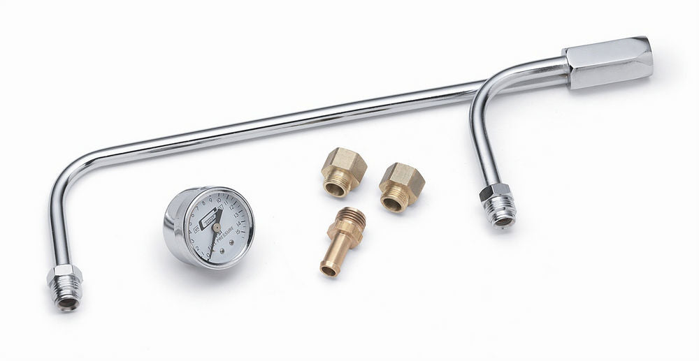 MR. GASKET 1576 Chrome Fuel Line w/Press Gauge (Demon Carbs)