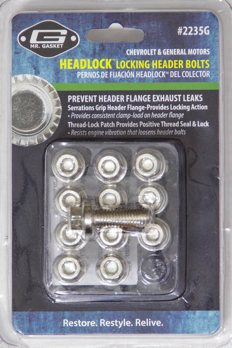 MR. GASKET 2235G Locking Header Bolt Kit 8mm x 1.25 x 1.0mm 12pk