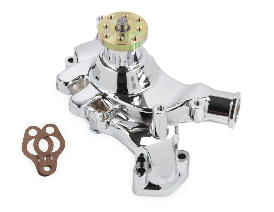 MR. GASKET 7016G BBC Long Water Pump Alm. w/Chrome Finish