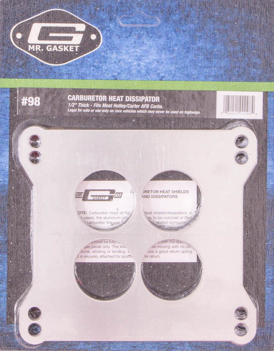 MR. GASKET 98 Carb. Dissipator 4-Bbl. 1/2in Thick- 4-Hole