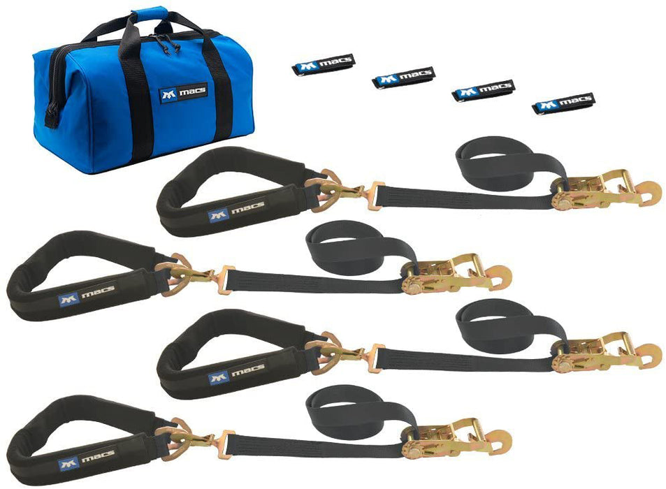 MACS CUSTOM TIE-DOWNS 511658 4 Tie Downs Direct Hook & 4-40in Thru Wheel Stra