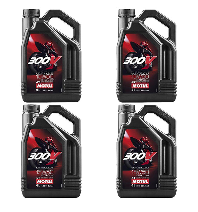 MOTUL USA 104129 300V 15w50 Factory Line Racing Oil Case 4x4L
