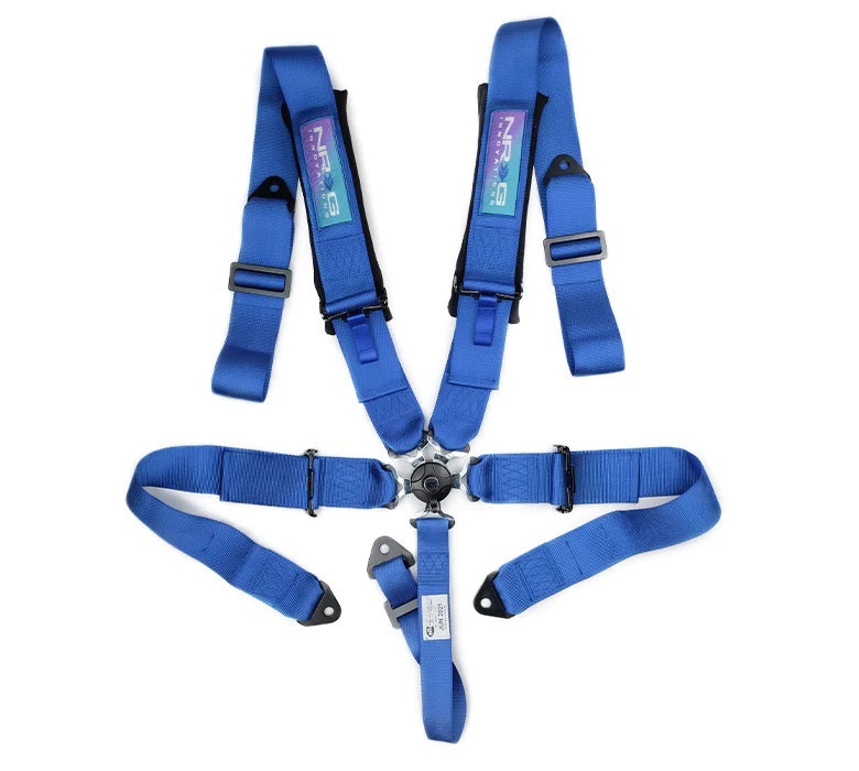 NRG INNOVATION SBH-B6PCBL Harness 5pt Camlock Blue w/Pads SFI 16.1