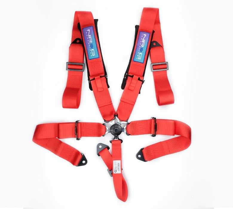 NRG INNOVATION SBH-B6PCRD Harness 5pt Camlock Red w/Pads SFI 16.1