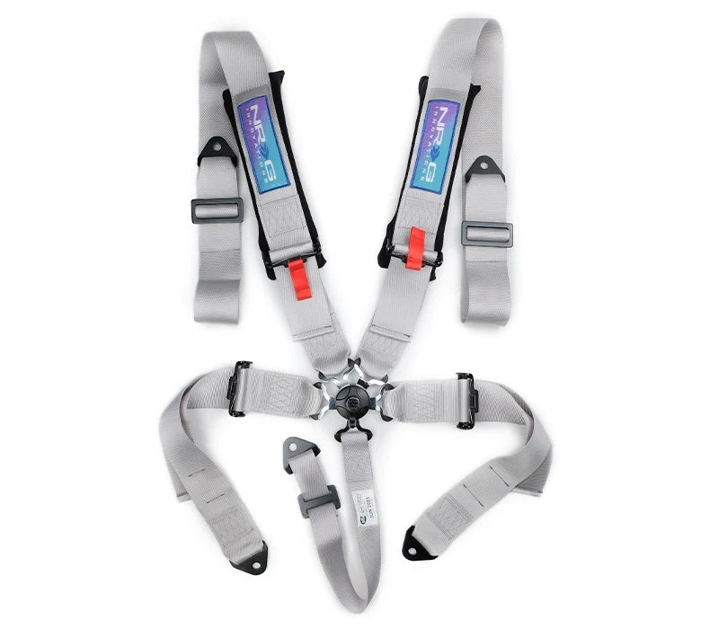 NRG INNOVATION SBH-B6PCSL Harness 5pt Camlock Silver w/Pads SFI 16.1
