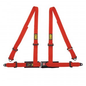 OMP RACING, INC. DA0-0505-A01-061 Road 4 Harness 4 Point Push Button Release Red
