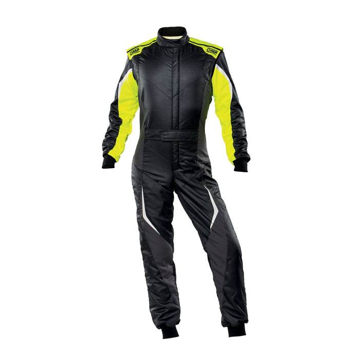 OMP RACING, INC. IA01859-B01-SF-178-54 TECNICA EVO SUIT BLACK/Y ELLOW SIZE 54 FIA 8856-2