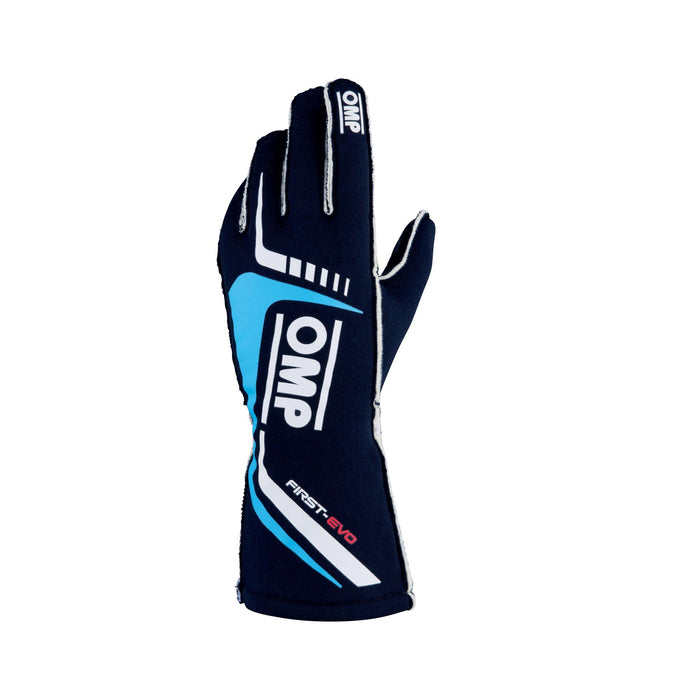 OMP RACING, INC. IB0-0767-A01-244-S FIRST EVO GLOVES BLU NAV Y/CIANO TG S FIA 8856-20