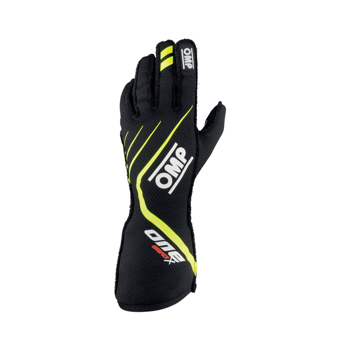 OMP RACING, INC. IB0-0771-A01-178-XL One EVO X Gloves Black Flo Yellow X Large