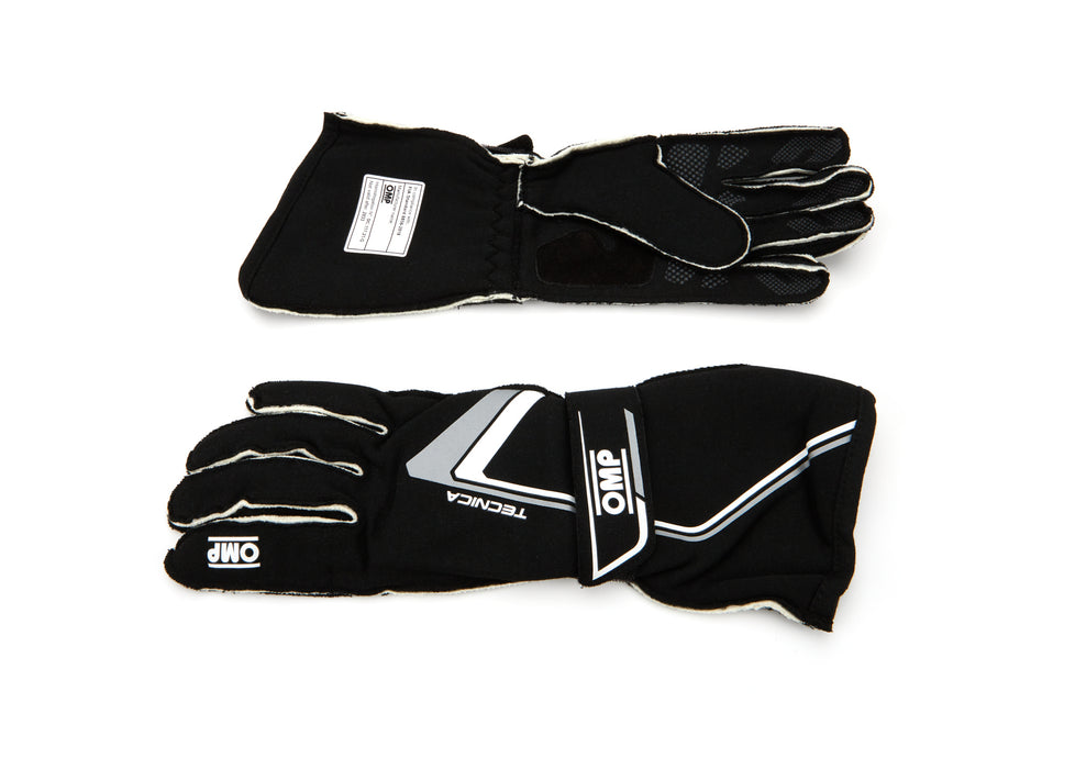 OMP RACING, INC. IB0-0772-A01-071-XL Tecnica Gloves Black And White X Large