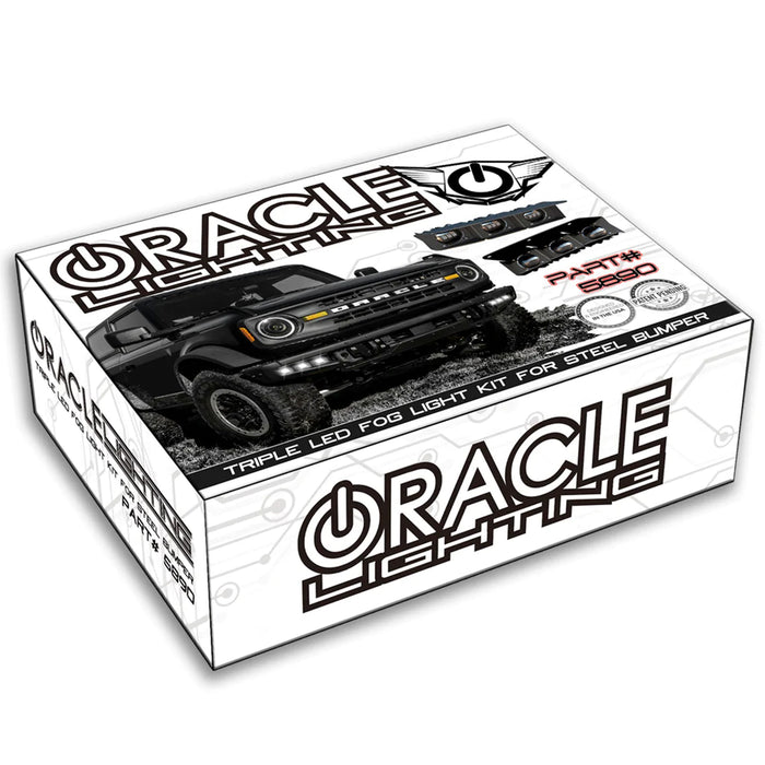 Oracle Lighting 5890-005 ORACLE Lighting 2021-2022 Ford Bronco Triple LED Fog Light Kit for Steel Bumper - Truck Part Superstore