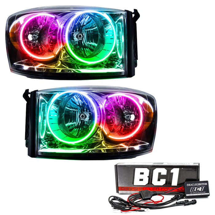 Oracle Lighting 7034-335 ORACLE Lighting 2007-2008 Dodge Ram Pre-Assembled LED Halo Headlights - Truck Part Superstore