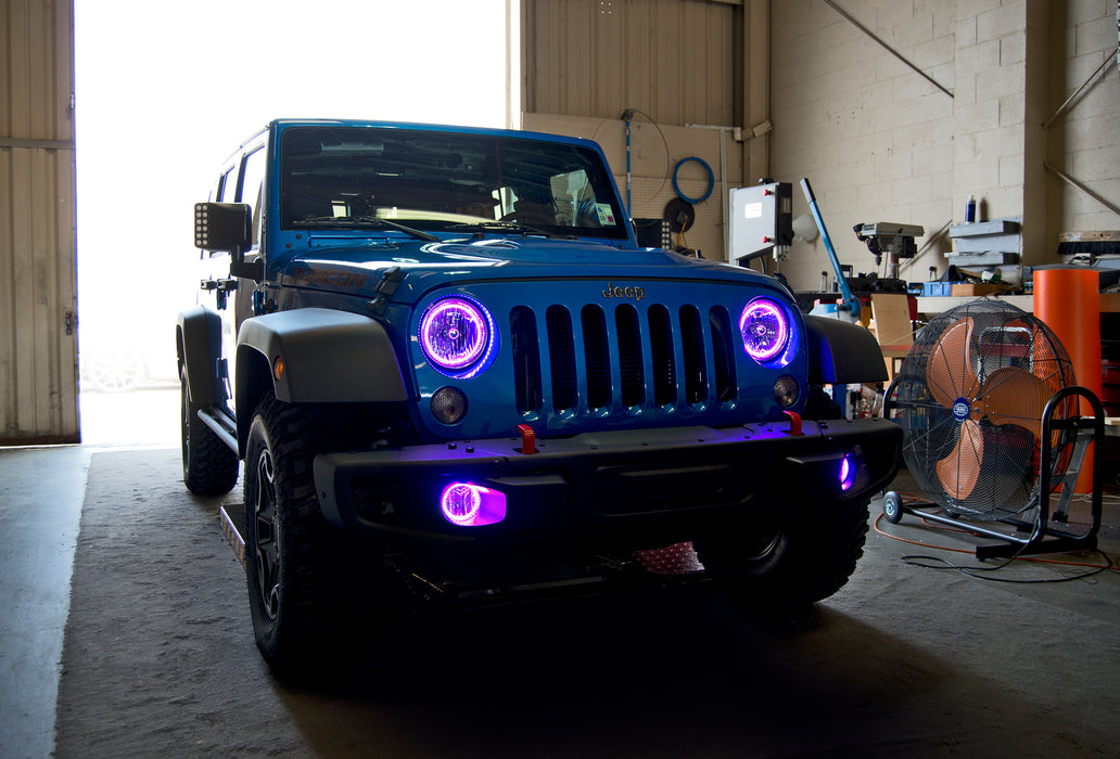 Oracle Lighting 7079-335 ORACLE Lighting 2007-2016 Jeep Wrangler JK Pre-Assembled LED Halo Headlights - Truck Part Superstore
