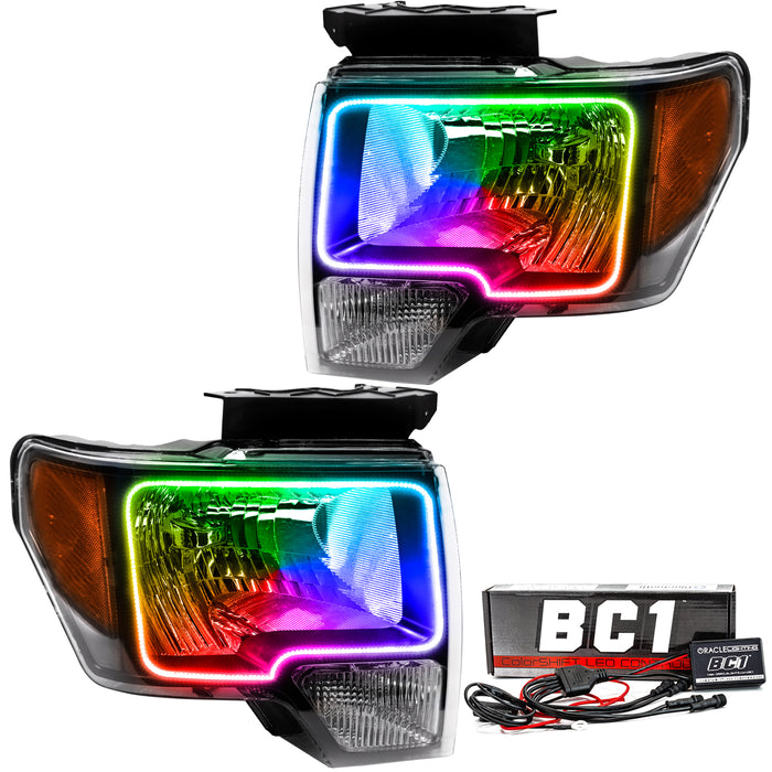 Oracle Lighting 7187-335 2009-2014 Ford F-150 Pre-Assembled LED Halo Headlights - (Chrome Housing) - Truck Part Superstore