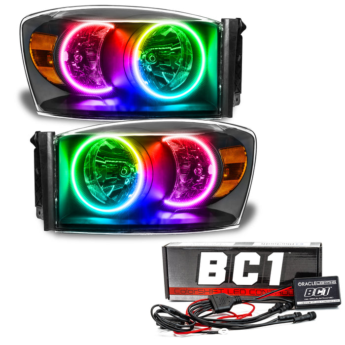 Oracle Lighting 8187-335 2007-2008 Dodge Ram Pre-Assembled LED Halo Headlights - (Black Housing) - Truck Part Superstore