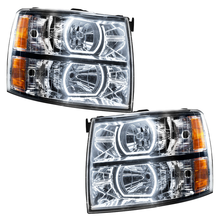 Oracle Lighting 8188-335 2007-2013 Chevrolet Silverado LED Square Style Halo Headlights (Chrome Housing) - Truck Part Superstore
