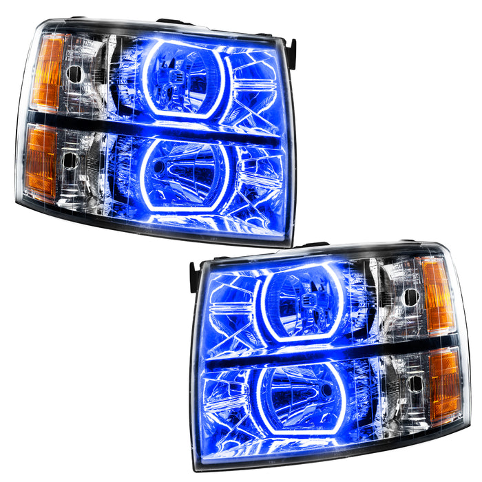 Oracle Lighting 8188-335 2007-2013 Chevrolet Silverado LED Square Style Halo Headlights (Chrome Housing) - Truck Part Superstore