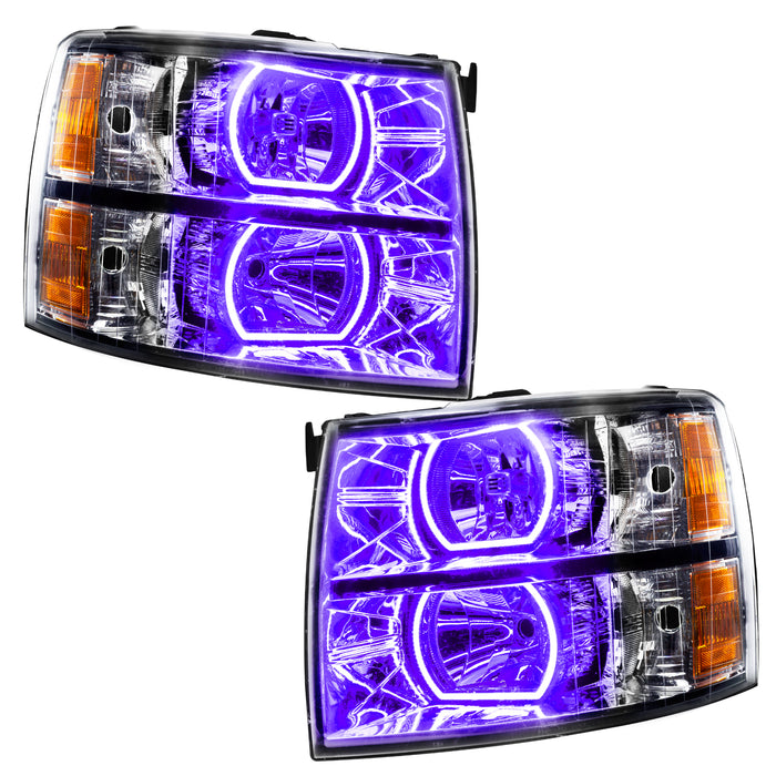 Oracle Lighting 8188-335 2007-2013 Chevrolet Silverado LED Square Style Halo Headlights (Chrome Housing) - Truck Part Superstore