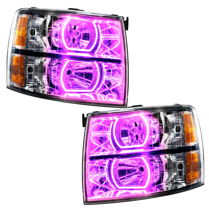 Oracle Lighting 8188-335 2007-2013 Chevrolet Silverado LED Square Style Halo Headlights (Chrome Housing) - Truck Part Superstore