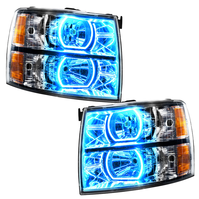 Oracle Lighting 8188-335 2007-2013 Chevrolet Silverado LED Square Style Halo Headlights (Chrome Housing) - Truck Part Superstore