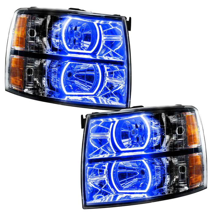 Oracle Lighting 8189-335 2007-2013 Chevrolet Silverado LED Square Style Halo Headlights - (Black Housing) - Truck Part Superstore