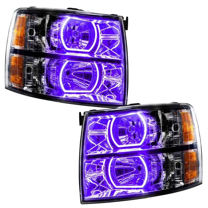 Oracle Lighting 8189-335 2007-2013 Chevrolet Silverado LED Square Style Halo Headlights - (Black Housing) - Truck Part Superstore